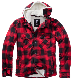 Brandit Lumberjacket μπουφάν με κουκούλα, κόκκινο-μαύρο