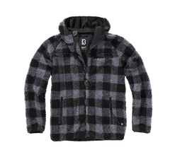 Brandit Teddyfleece Fleece-Kapuzenjacke, schwarz/grau