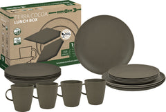 Brunner Lunch Box Pla Camping Dinnerware Set, Brown