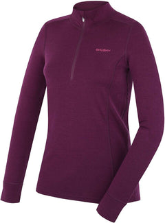 HUSKY Aron Zip Damen-Merino-Sweatshirt, deep magenta