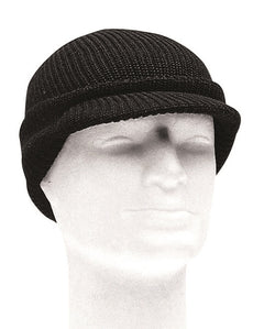 Mil-Tec Strickmütze mit Schild, schwarz