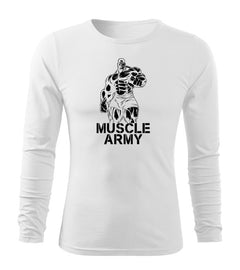 DRAGOWA Fit-T Langarmshirt muscle army man 160 g/m², weiß