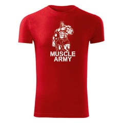 DRAGOWA μπλουζάκι fitness muscle army man 180 g/m², κόκκινο