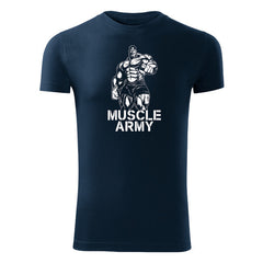 DRAGOWA μπλουζάκι fitness muscle army man 180 g/m², μπλε
