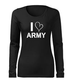 DRAGOWA Slim Damen-Langarmshirt I love army 160 g/m², schwarz