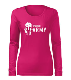 DRAGOWA Slim Damen-Langarmshirt Spartan army 160 g/m², rosa