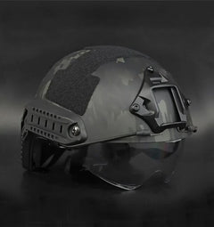 DRAGOWA Tactical Fast MH taktischer Helm mit Brille Charger, CP black (ohne Zertifizierung)