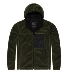 Vintage Industries Dustin Fleece-Sweatshirt lined sherpa, dunkeloliv
