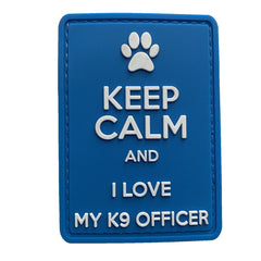 WARAGOD Keep Calm and I love my K9 PVC-Aufnäher, blau