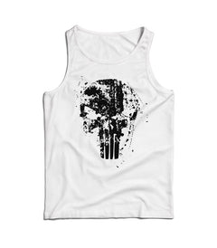 DRAGOWA ανδρικό αμάνικο μπλουζάκι Frank The Punisher 160 g/m², λευκό
