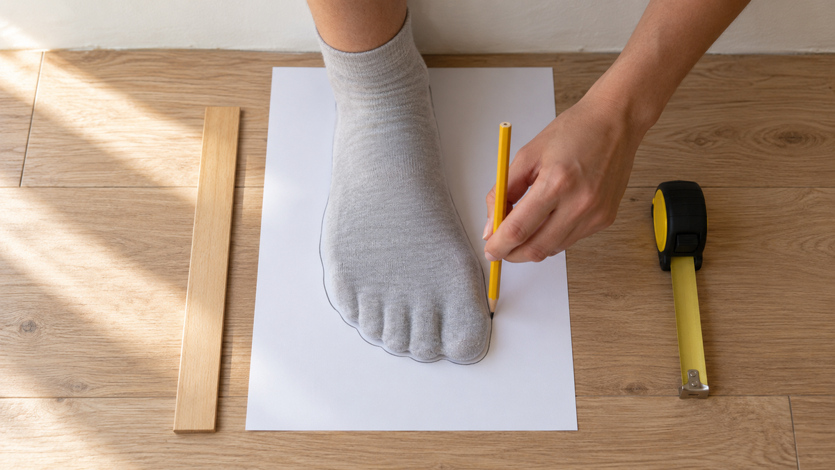 Den Fuß auf Papier nachzeichnen