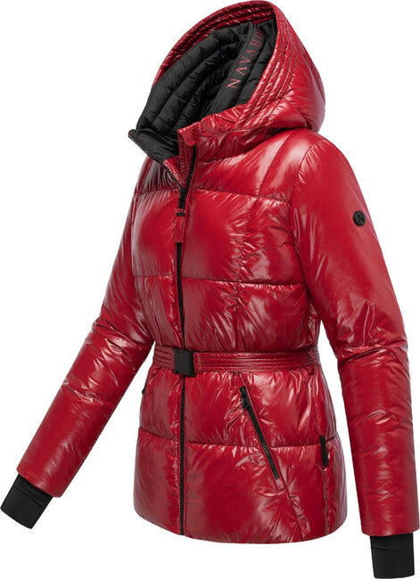Navahoo EISGLANZ damen Winterjacke mit Kapuze, dunkelrot