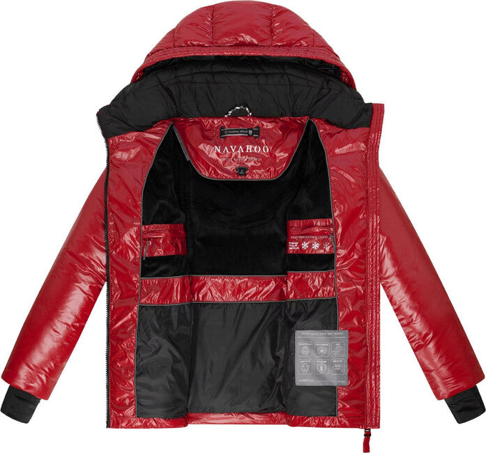 Navahoo EISGLANZ damen Winterjacke mit Kapuze, dunkelrot
