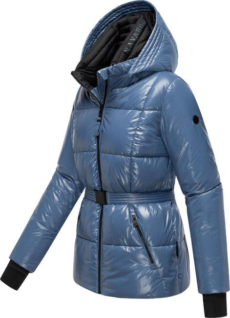 Navahoo EISGLANZ damen Winterjacke mit Kapuze, dusty blue