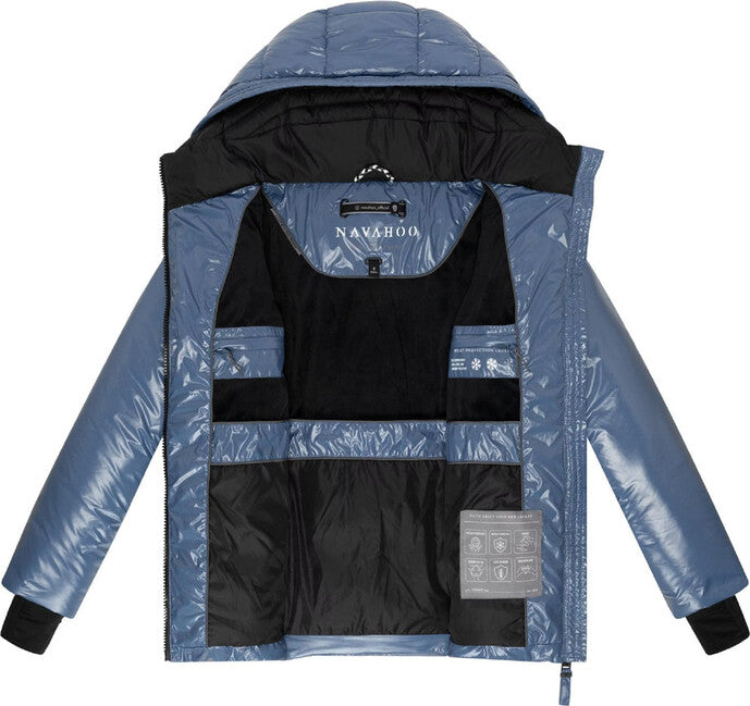Navahoo EISGLANZ damen Winterjacke mit Kapuze, dusty blue