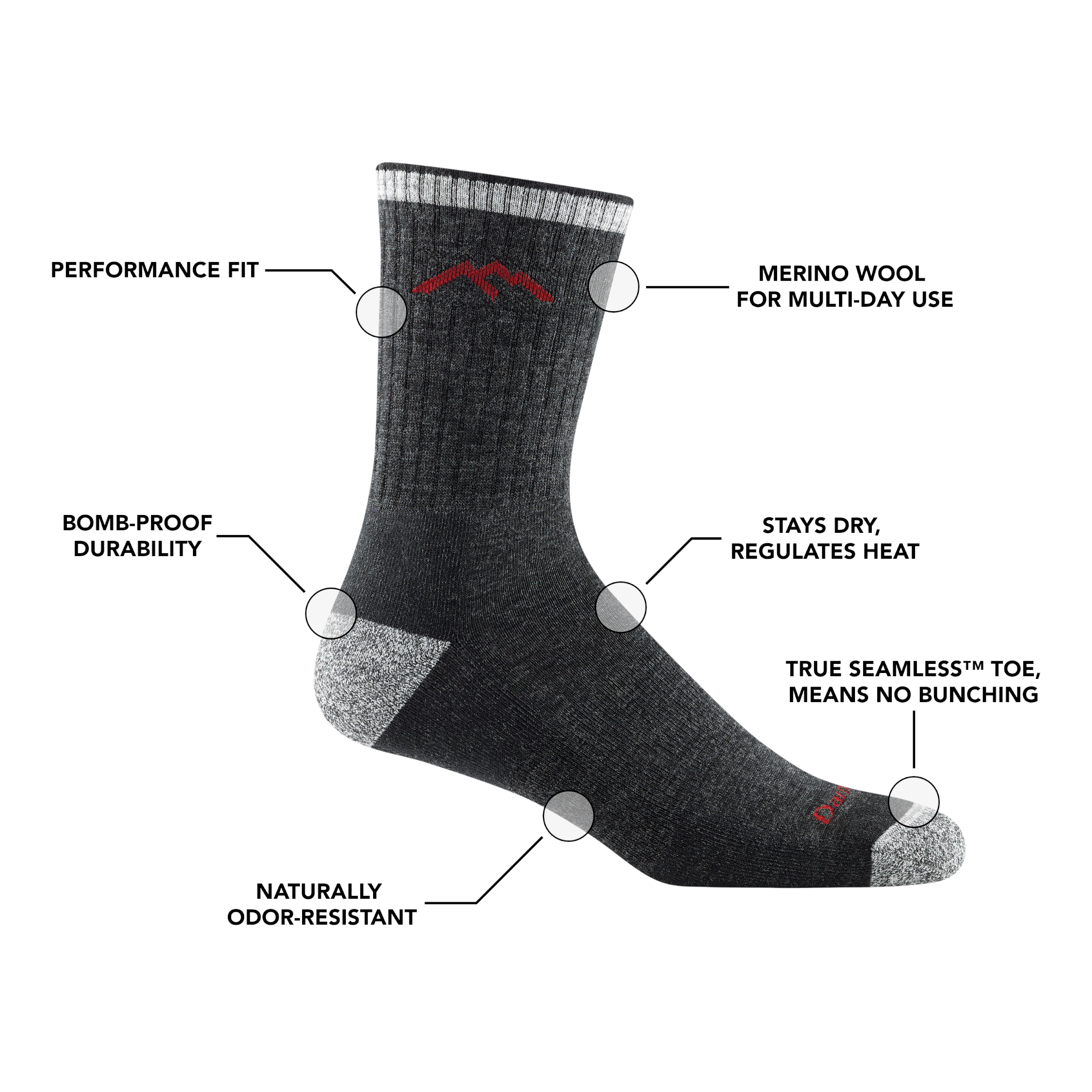 Darn Tough Hiker Micro Crew Wandersocken mit Dämpfung, Clover