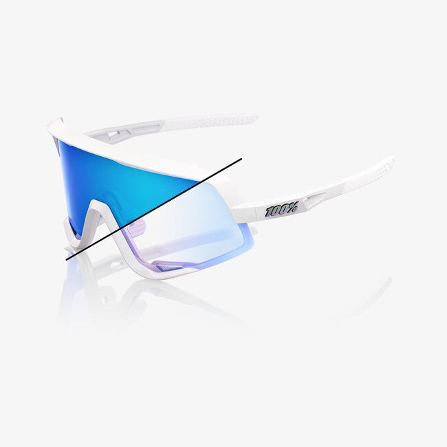 100% Sonnenbrille Glendale, Bastille LE - Pearl White Glitter - Blue Mirror Photochromic