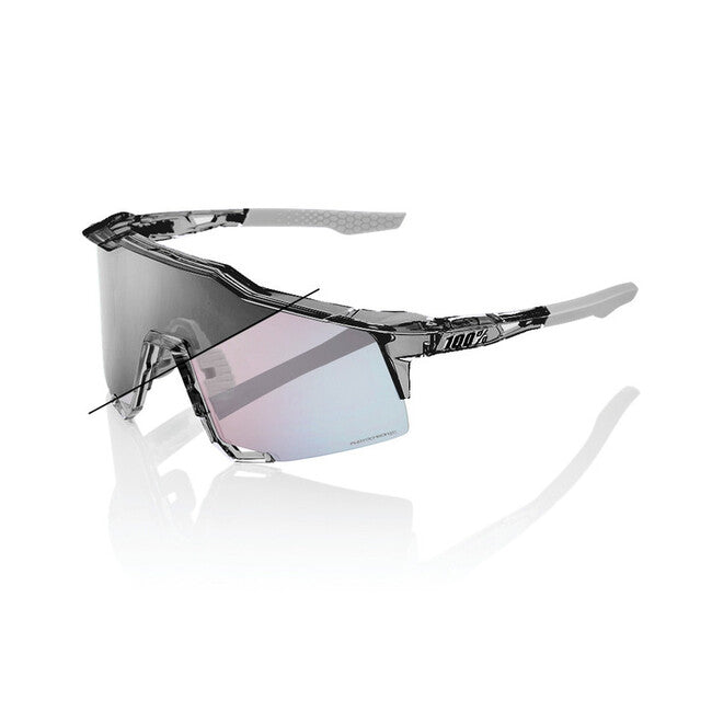 100% Sonnenbrille Speedcraft, Polished Translucent Grey - Rose Gold Mirror Photochromic Lens