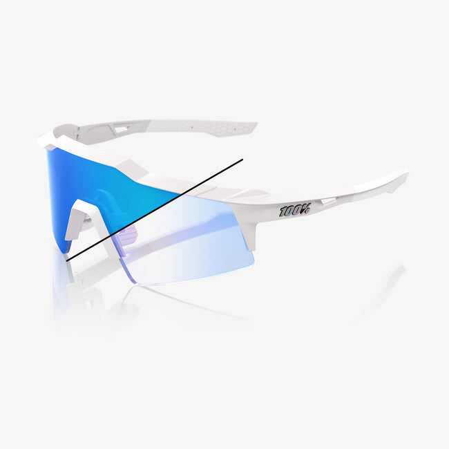 100% Sonnenbrille Speedcraft SL, Bastille LE - Pearl White Glitter - Blue Mirror Photochromic