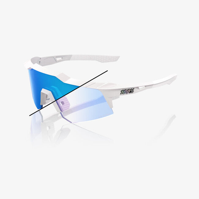 100% Sonnenbrille Speedcraft XS, Bastille LE - Pearl White Glitter - Blue Mirror Photochromic