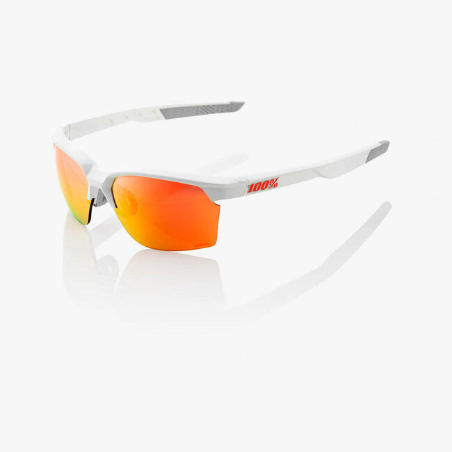 100% Sonnenbrille Sportcoupe- Soft Tact White - HiPER Red Multilayer Mirror Lens