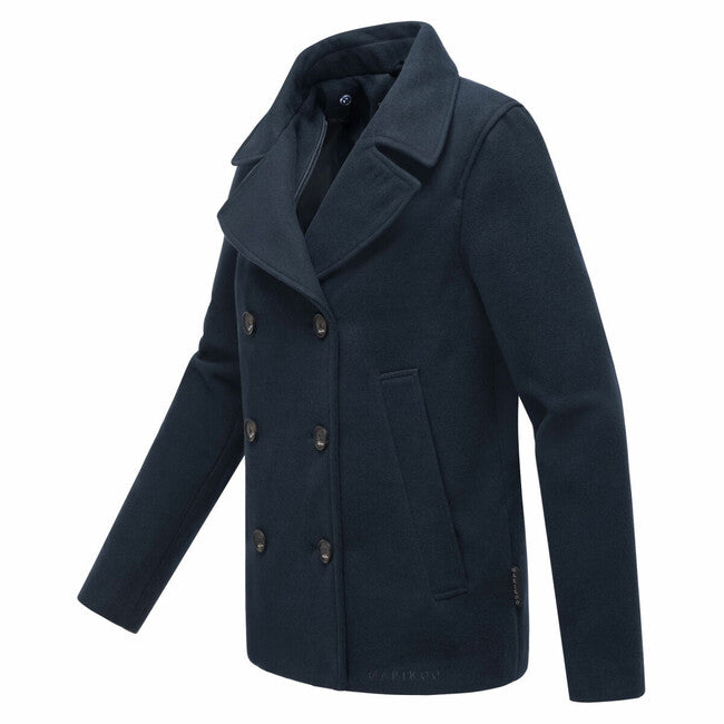 Marikoo Aylaraa damen Kurzmantel mit abnehmbarem kragen, marineblau