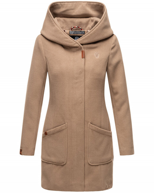 Marikoo MAIKOO damen-Wintermantel mit Kapuze, taupe grey