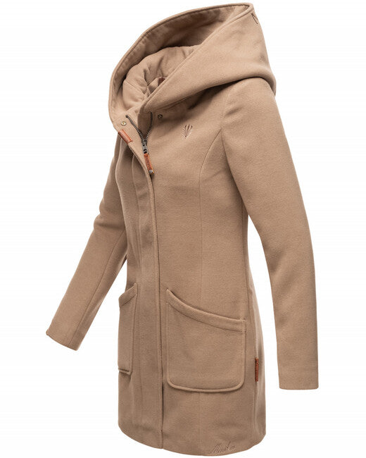 Marikoo MAIKOO damen-Wintermantel mit Kapuze, taupe grey