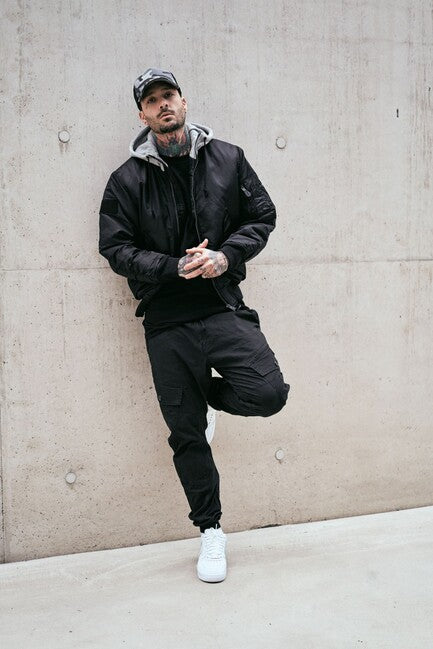 Brandit MA1Sweathood bomberjacke, schwarz-grau