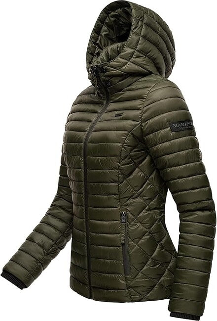 Marikoo Samtpfote damen Übergangsjacke mit Kapuze, oliv