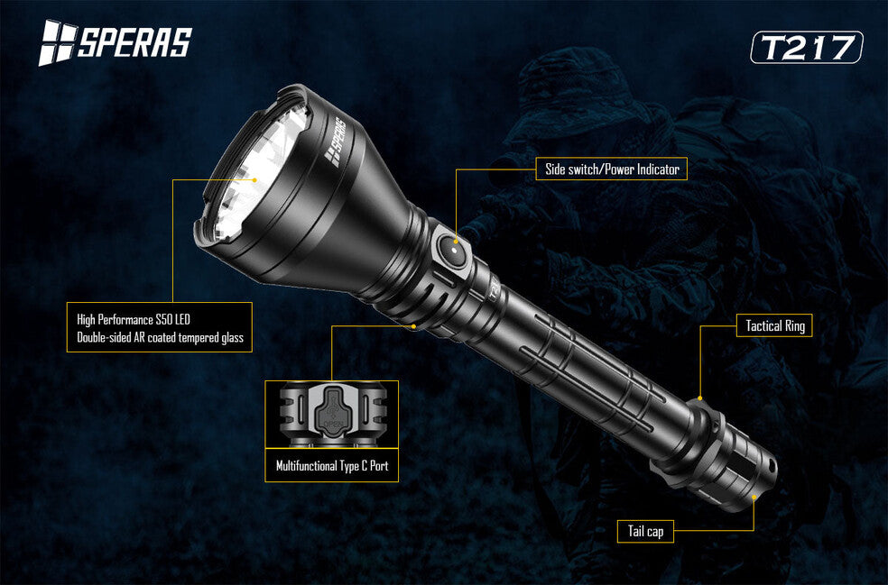 Speras T217 Jagdtaschenlampe 1400LM 1400M