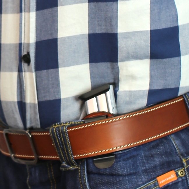 Falco F400 leder gürtelholster für magazin mit schnalle und halteschraube, braun echt