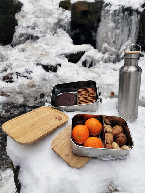Origin Outdoors Bambus-Clip Edelstahl Lunch Box 1,2 L