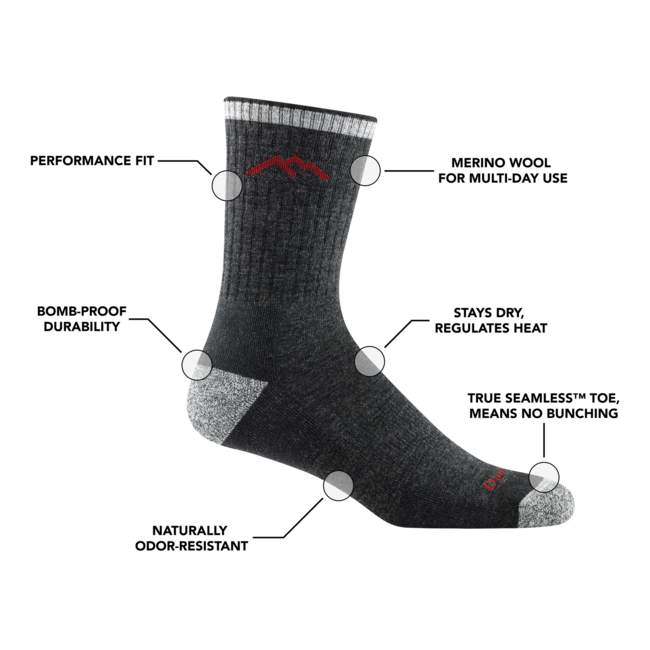 Darn Tough Hiker Micro Crew socken medium light mit Kissen, Taupe