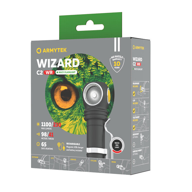 ArmyTek Wizard C2 stirnlampe mit magnethalterung 1100 lm batterieleistung 3 h 65 g , weiße und rote led