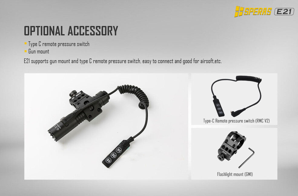 Speras E21 EDC Tactical wiederaufladbare taschenlampe 2000LM, schwarz