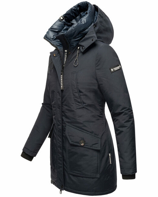 Navahoo Blizzardstorm damen Winterjacke mit Kapuze, marineblau