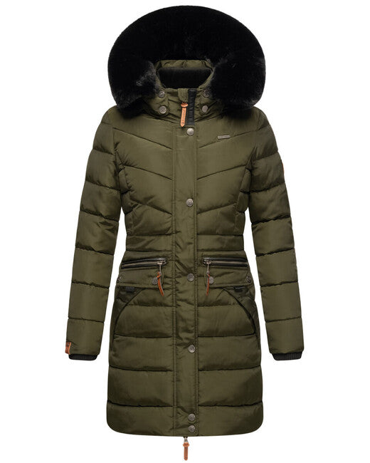 Navahoo Paula damen Winterparka mit Kapuze, dunkeloliv w. BF