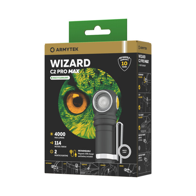 ArmyTek Wizard C2 Pro Max Magnet Weiß LED Handlampe mit Magnethalterung 3720 lm 1440