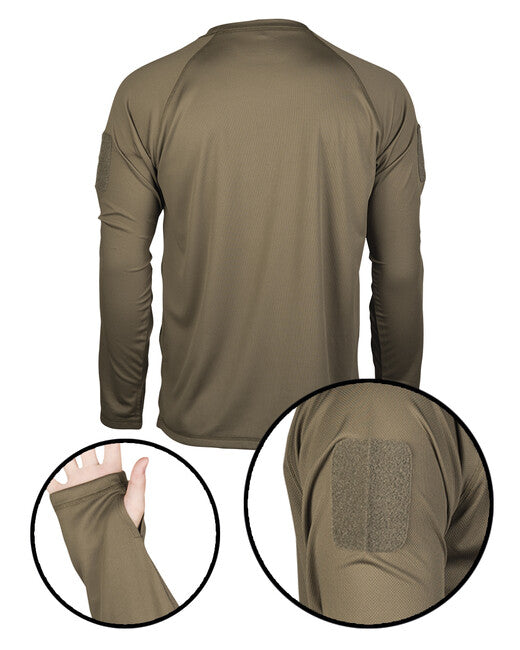 Mil-Tec Taktisches schnell trocknendes T-shirt mit langen Ärmeln, olivfarben