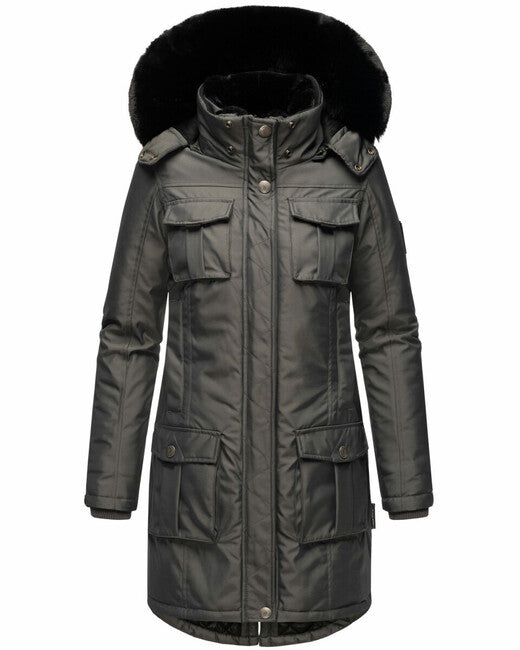 Navahoo Tiniis damen Winterjacke mit Kapuze, anthrazit