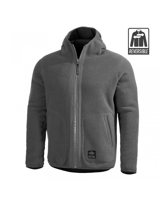 Pentagon Herren- beidseitig Fleece- Jacke Ianos Sherpa, schwarz/grau