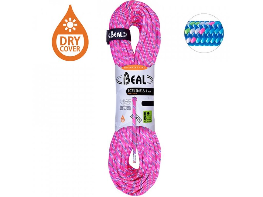 Beal Ice Line halbseil unicore 8,1 mm 2 × 60 m, fuchsia / blau