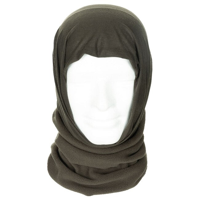 MFH Halswärmer mit Kopfhaube, fleece, od grün