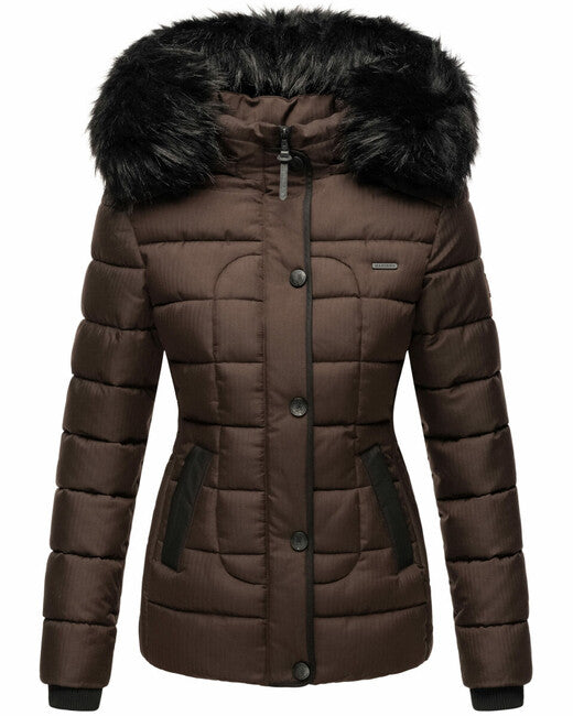 Marikoo Unique damen Winterjacke mit Kapuze, dark choco