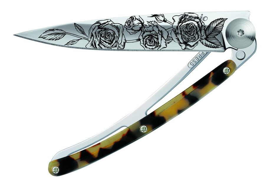 Deejo Tattoo Turtle Schließmesser Mirror Dark Turtle Roses