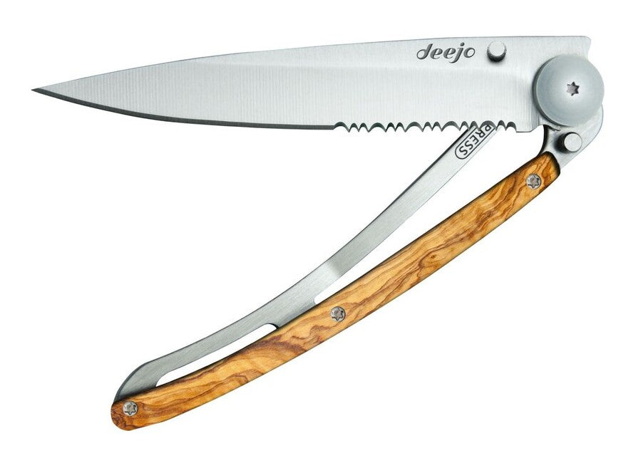 Deejo Klappmesser Serration aus Korallenholz