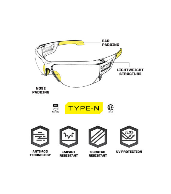 Mechanix Wear Schutzbrille Typ N klarer Rahmen, klare Scheibe
