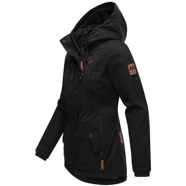 Marikoo Bikoo damen Winterjacke mit Kapuze, schwarz/schwarz