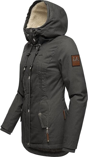 Marikoo Bikoo damen Winterjacke mit Kapuze, anthrazit